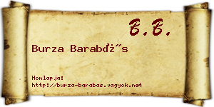 Burza Barabás névjegykártya